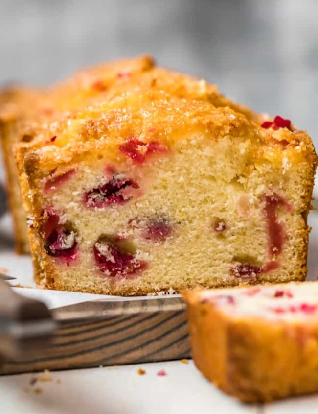 glazed lemon cranberry bread loaf