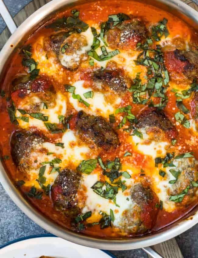 meatball parmesan in a bowl