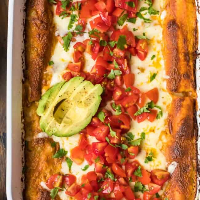 creamy cheesy chicken enchiladas featured image