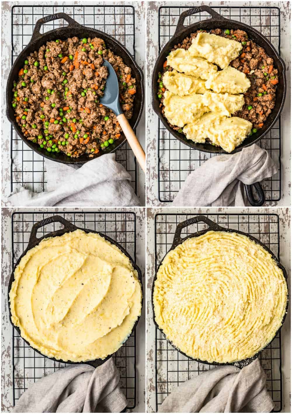 collage of steps for best cottage pie recipe