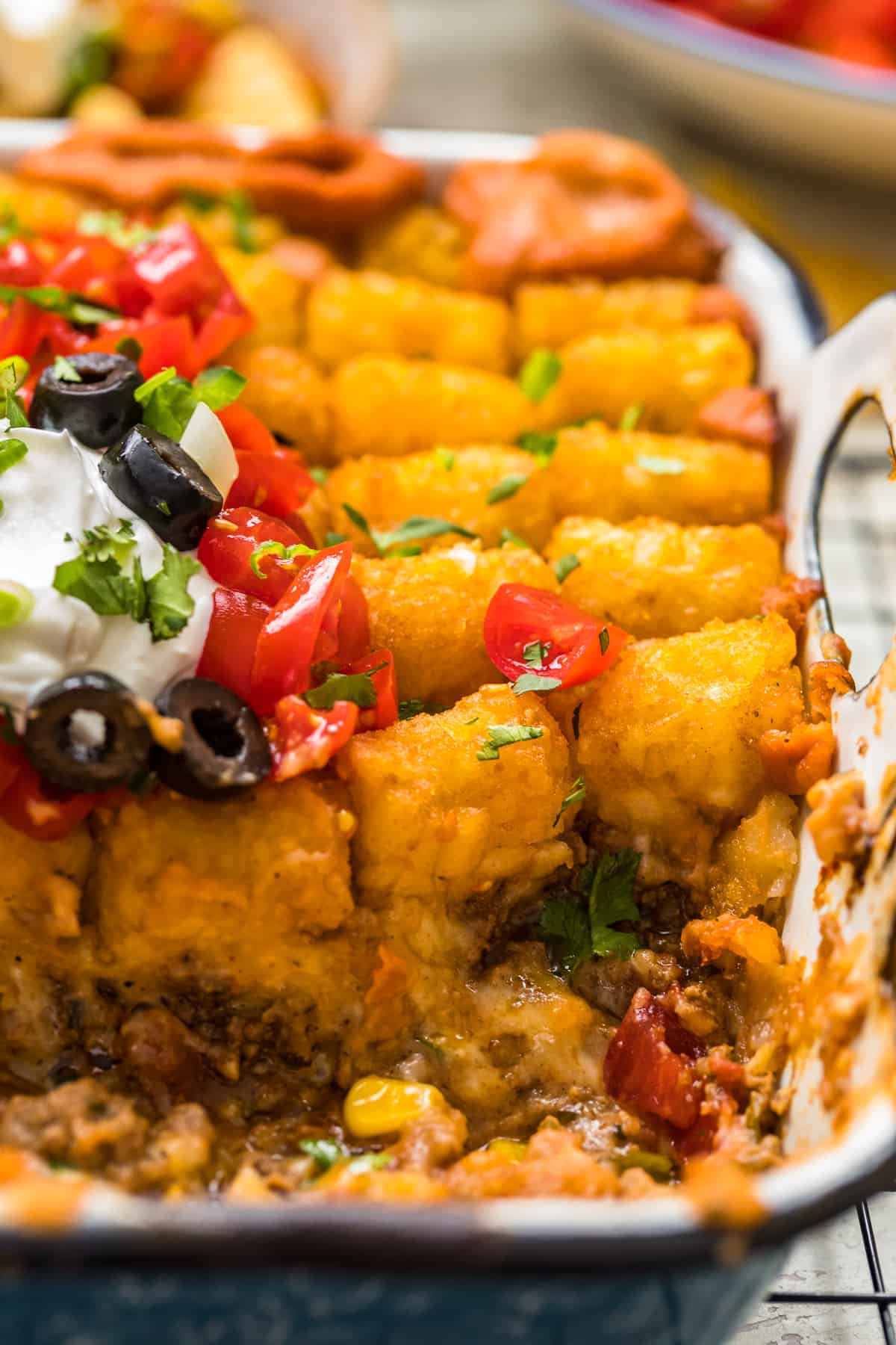 close up of filling in casserole