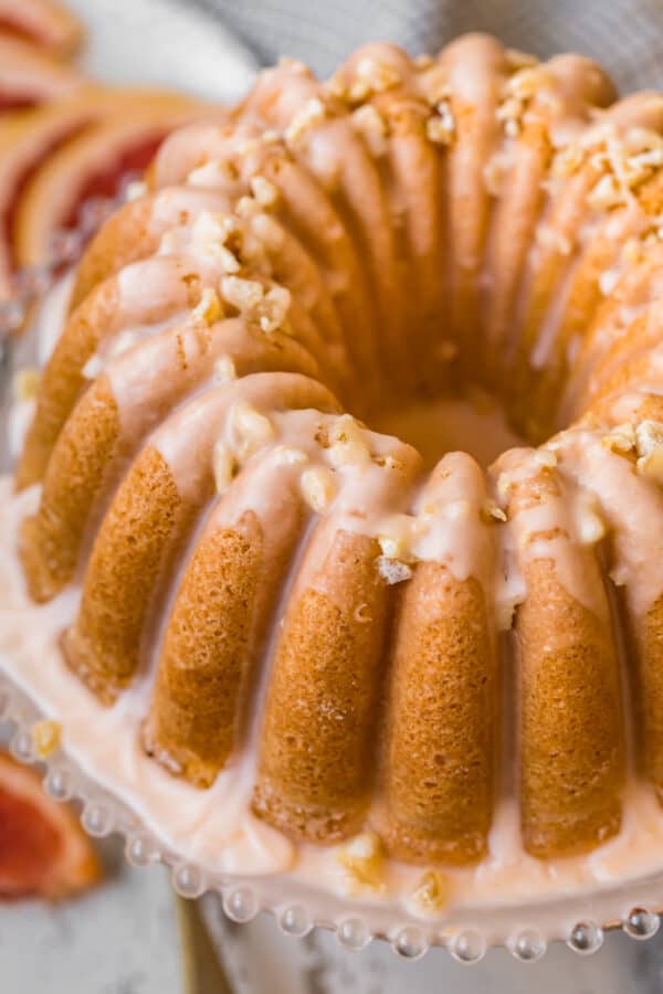 top down shot of grapefruit cake