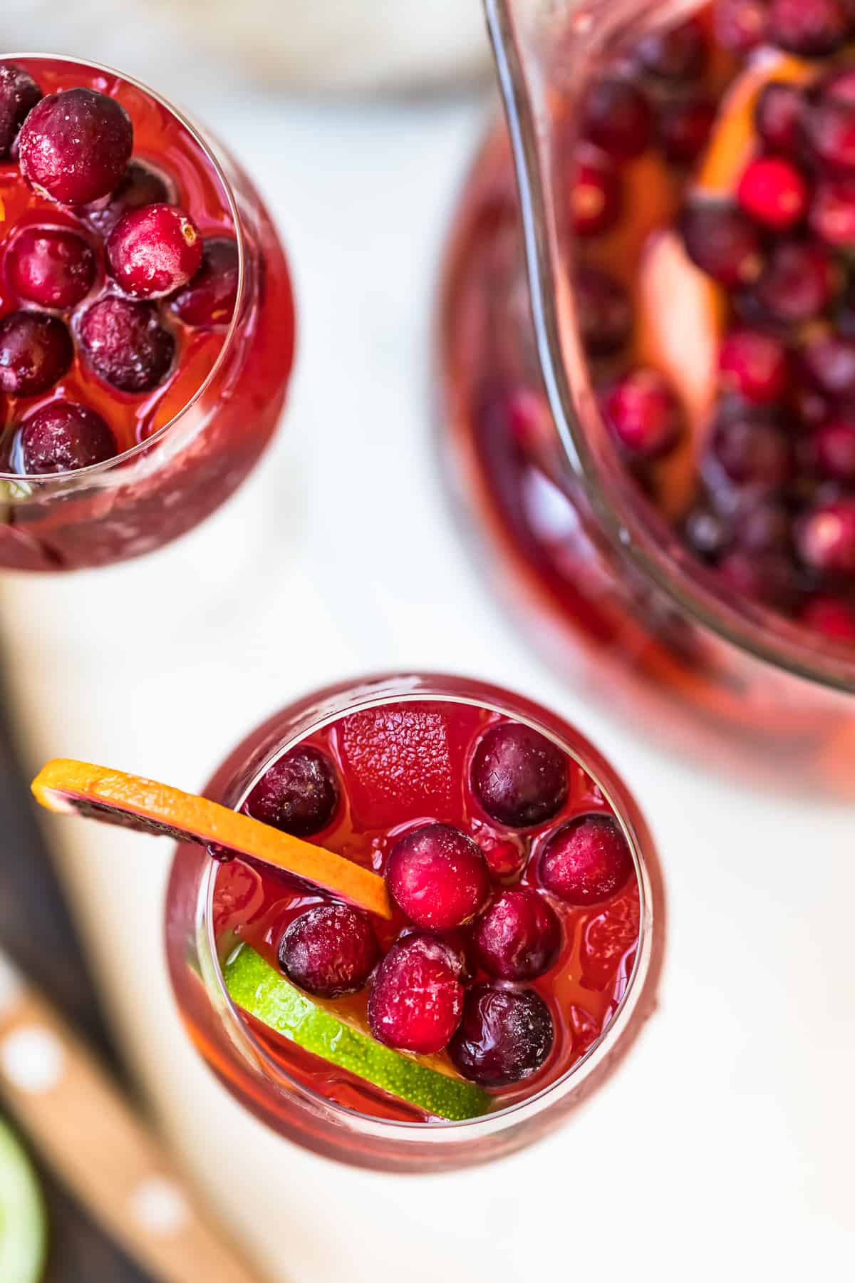 Top down shot showing the garnishes in the glass