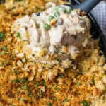 tuna noodle casserole in baking dish