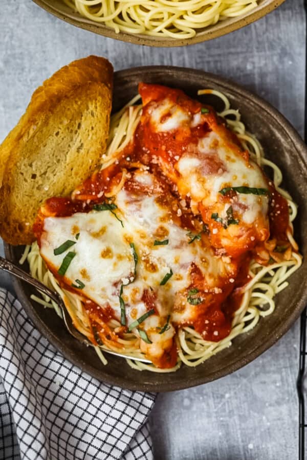 top down shot of easy chicken parmesan