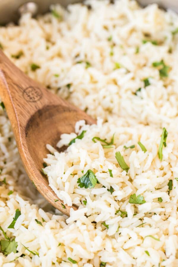 spoon in cilantro lime rice