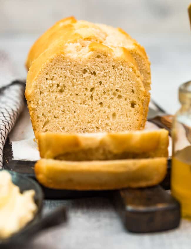 A slice of bread sitting on top of a cutting board