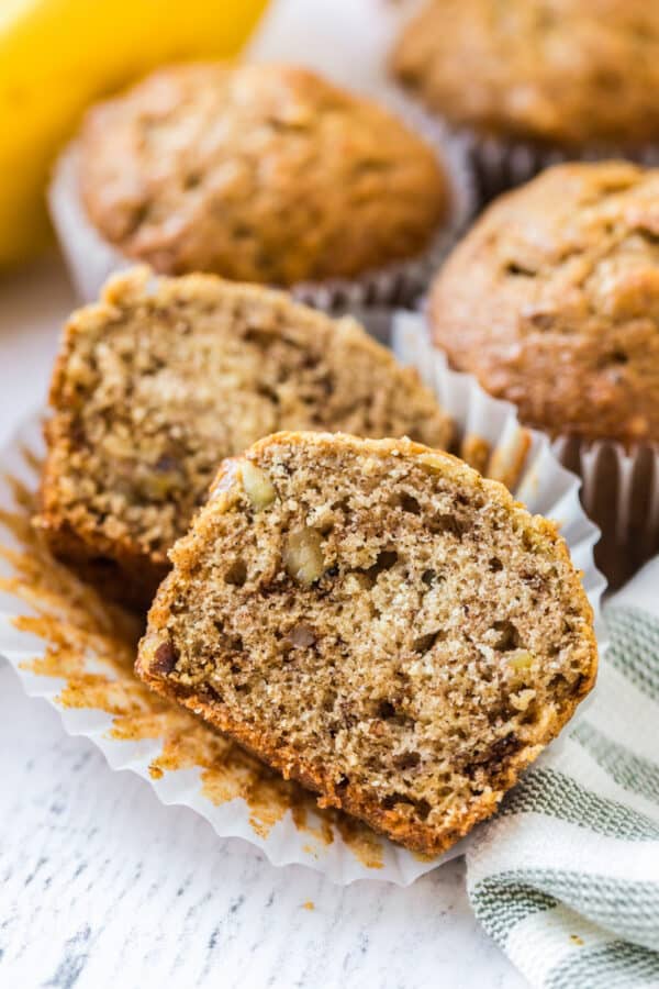 open shot of banana muffin