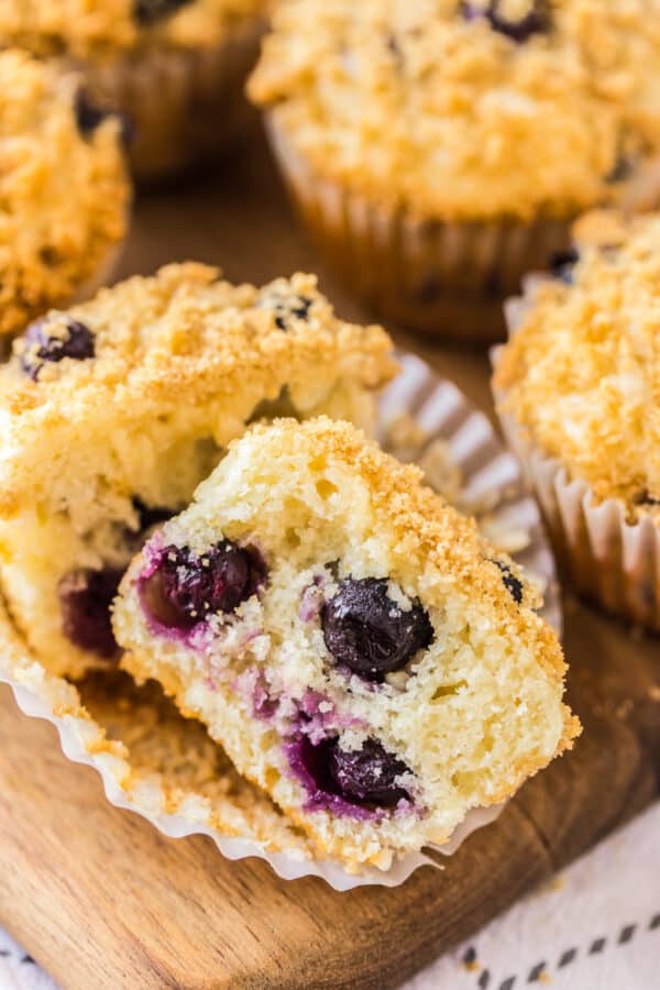 blueberry muffin cut in half