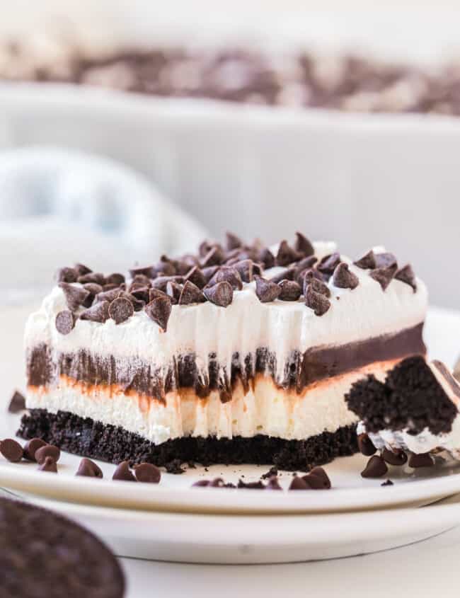 bite out of chocolate lasagna