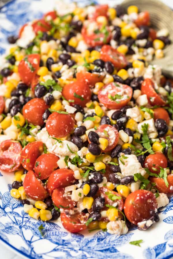 up close image of confetti corn salad