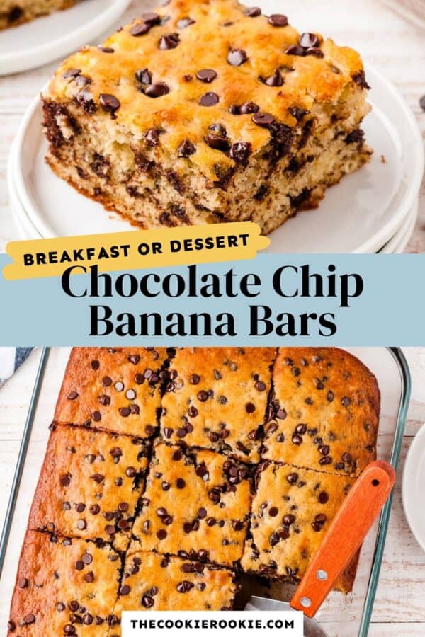 chocolate chip banana bars pinterest collage