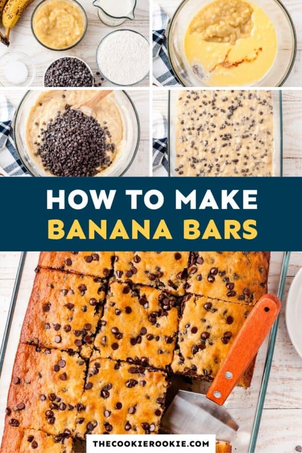 chocolate chip banana bars pinterest collage