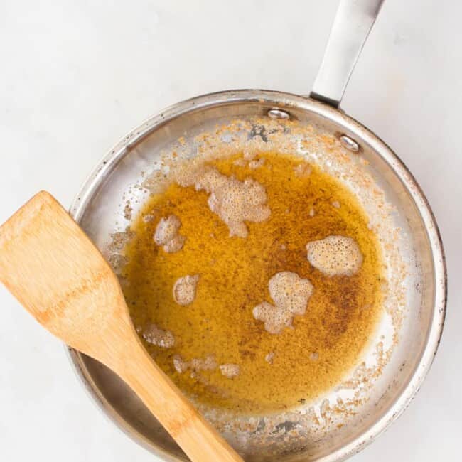 browned butter in pan