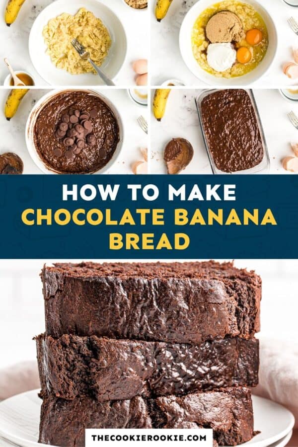 chocolate banana bread pinterest collage