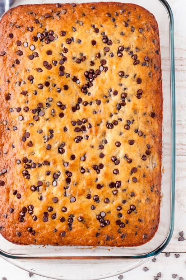 pan of chocolate chip banana bars