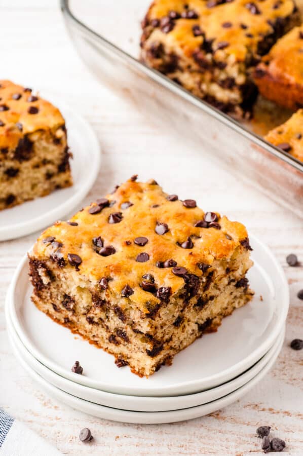 chocolate chip banana bar on plate