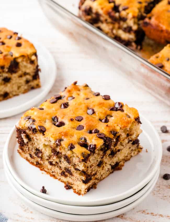 chocolate chip banana bar on plate