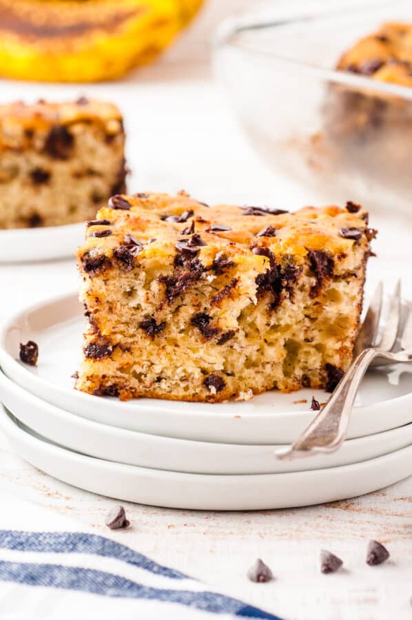 banana bar on plate with fork