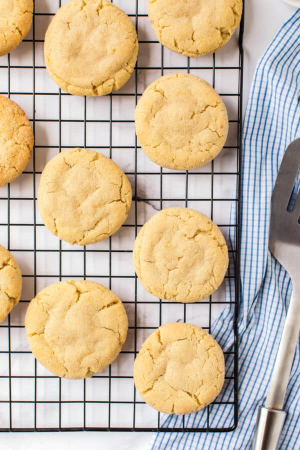 sugar cookies cooling on rack