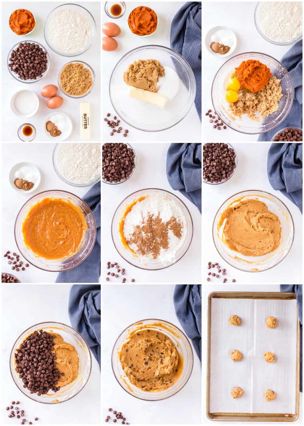 step by step photos of how to make pumpkin chocolate chip cookies