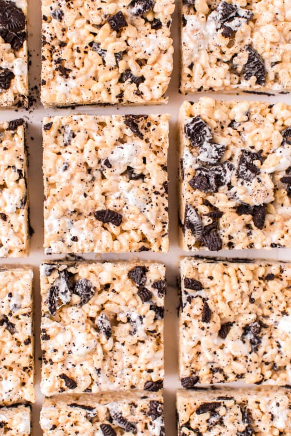 sliced oreo rice krispie treats