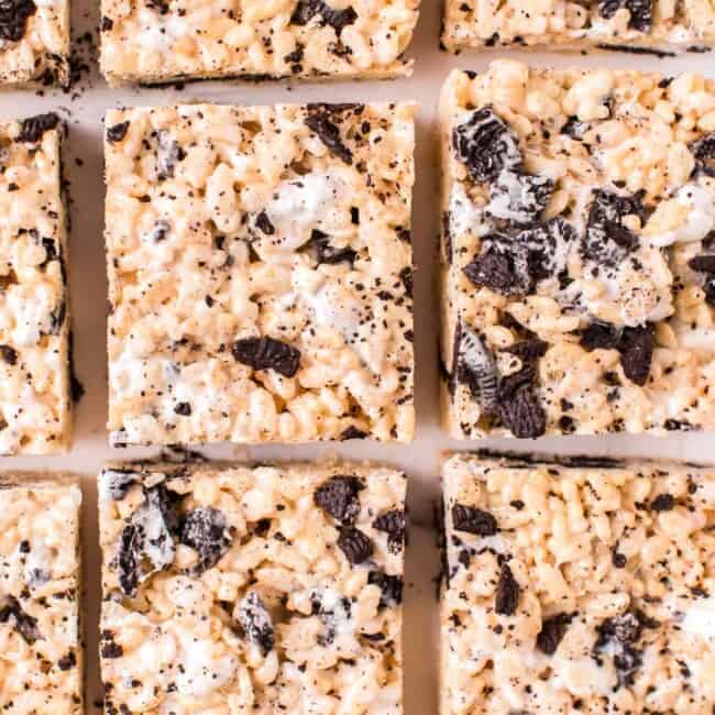 sliced oreo rice krispie treats