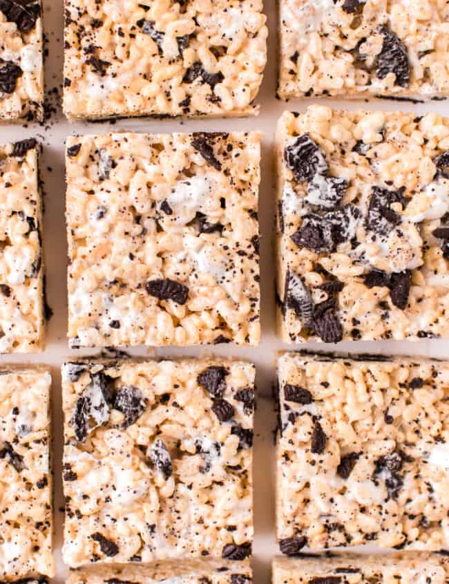 sliced oreo rice krispie treats