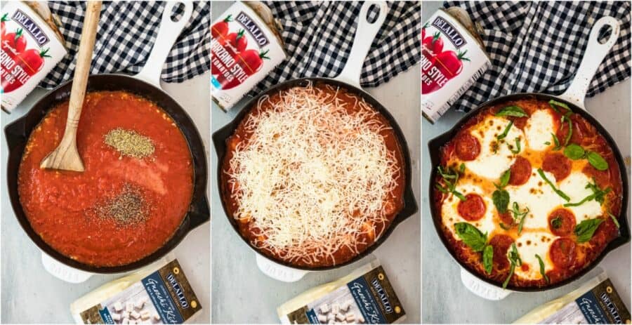 step by step photos of how to make pepperoni pizza gnocchi bake