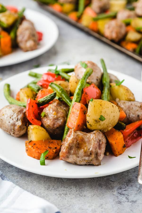 side shot of Italian Sausage and Vegetables