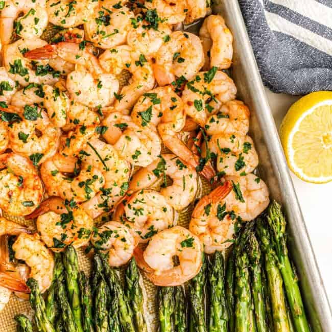 sheet and asparagus on sheet pan