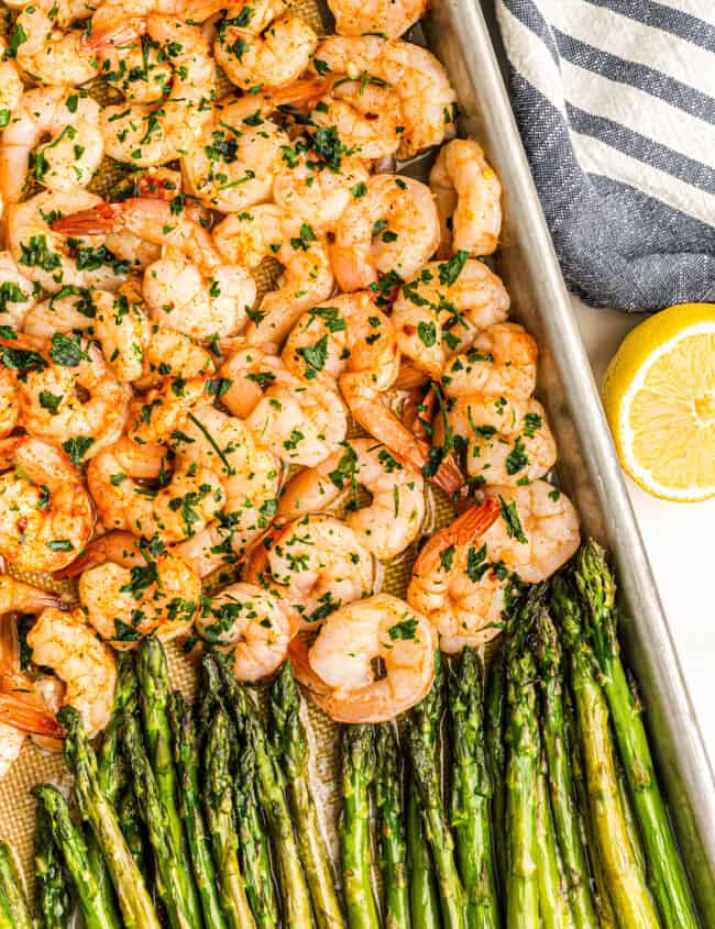 sheet and asparagus on sheet pan