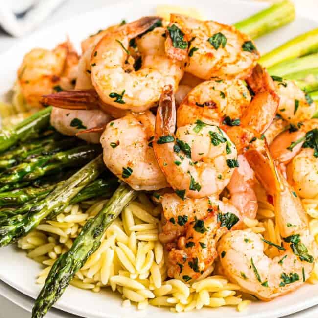 shrimp and asparagus over rice