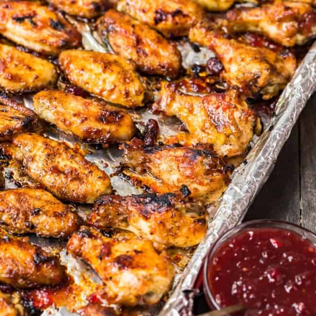 cranberry chicken wings baked on sheet pan