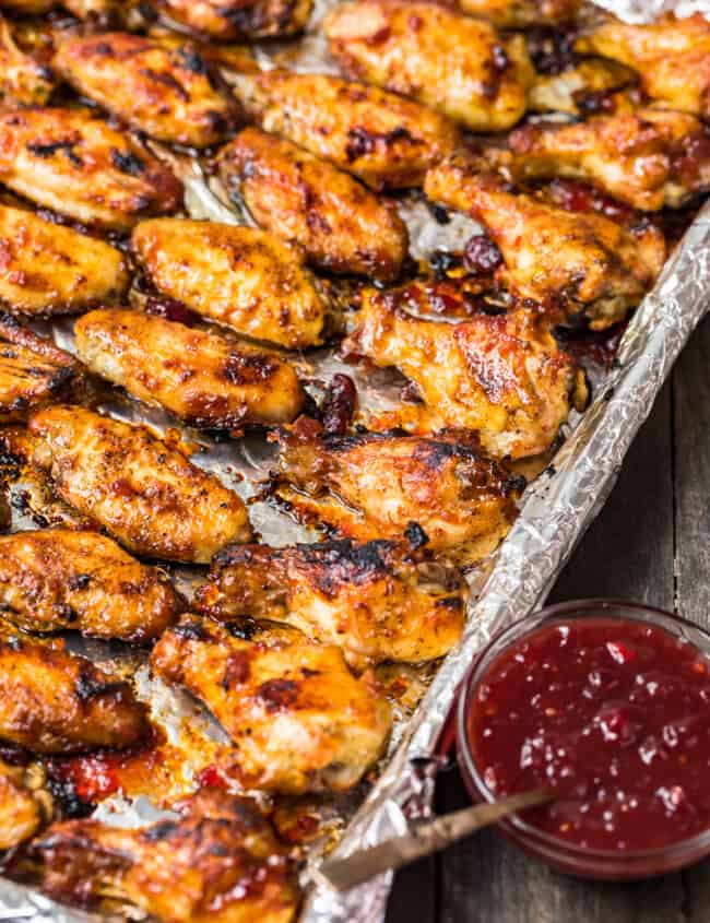 cranberry chicken wings baked on sheet pan