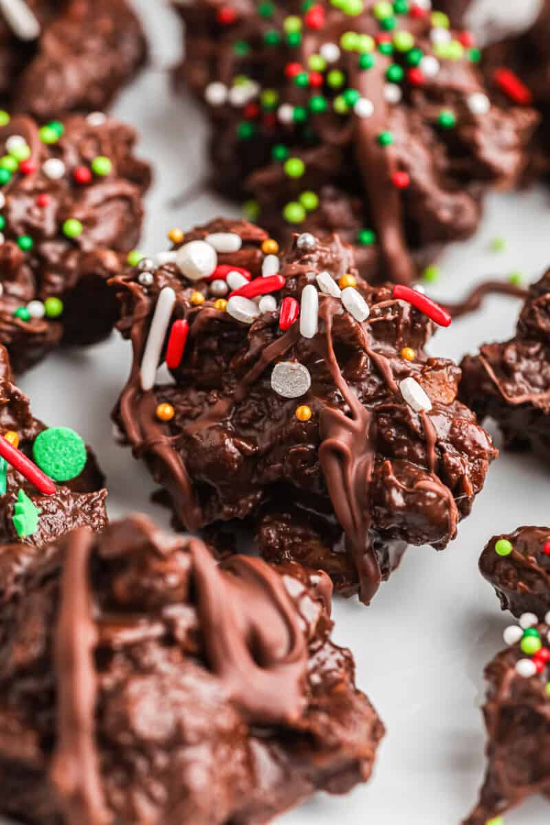 up close christmas crockpot candy