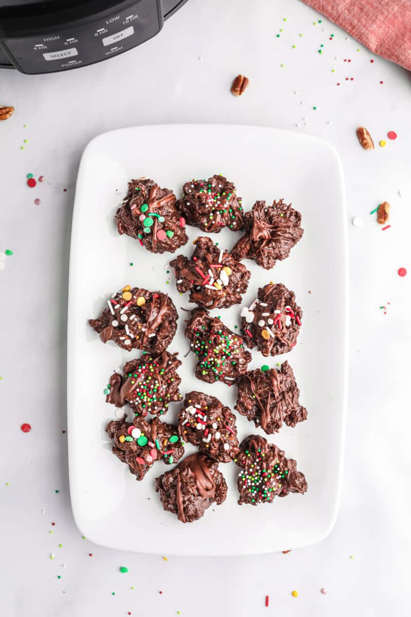 platter with turtle crockpot candy