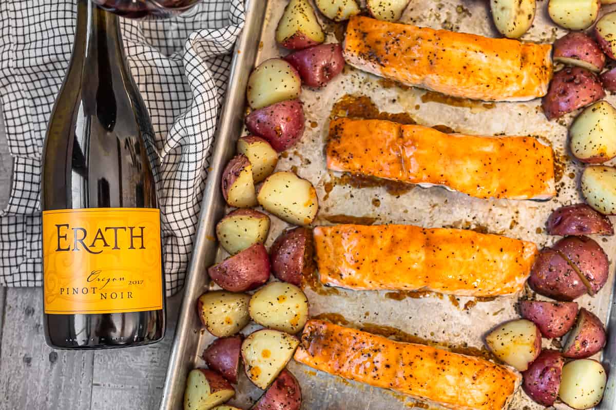 maple glazed salmon on sheet pan