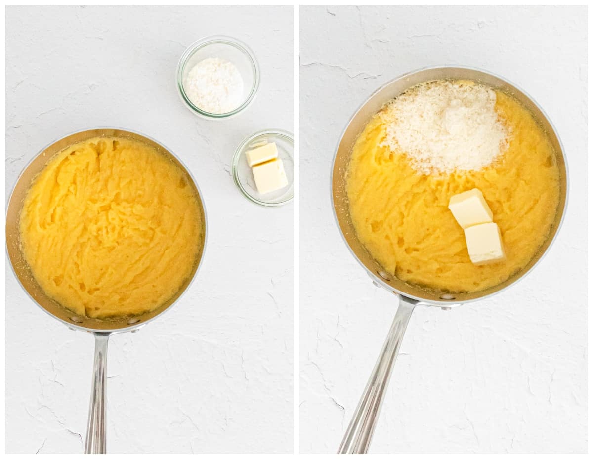 making polenta with parmesan