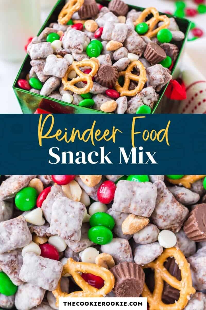 reindeer food snack mix pinterest collage