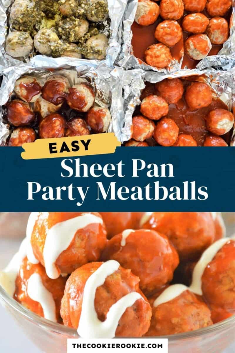 sheet pan party meatballs pinterest collage