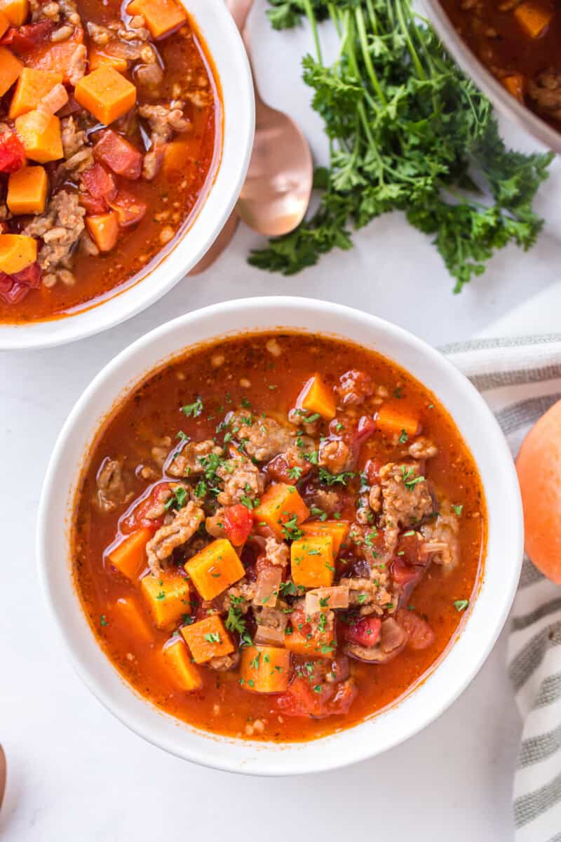 two bowls of sweet potato chili