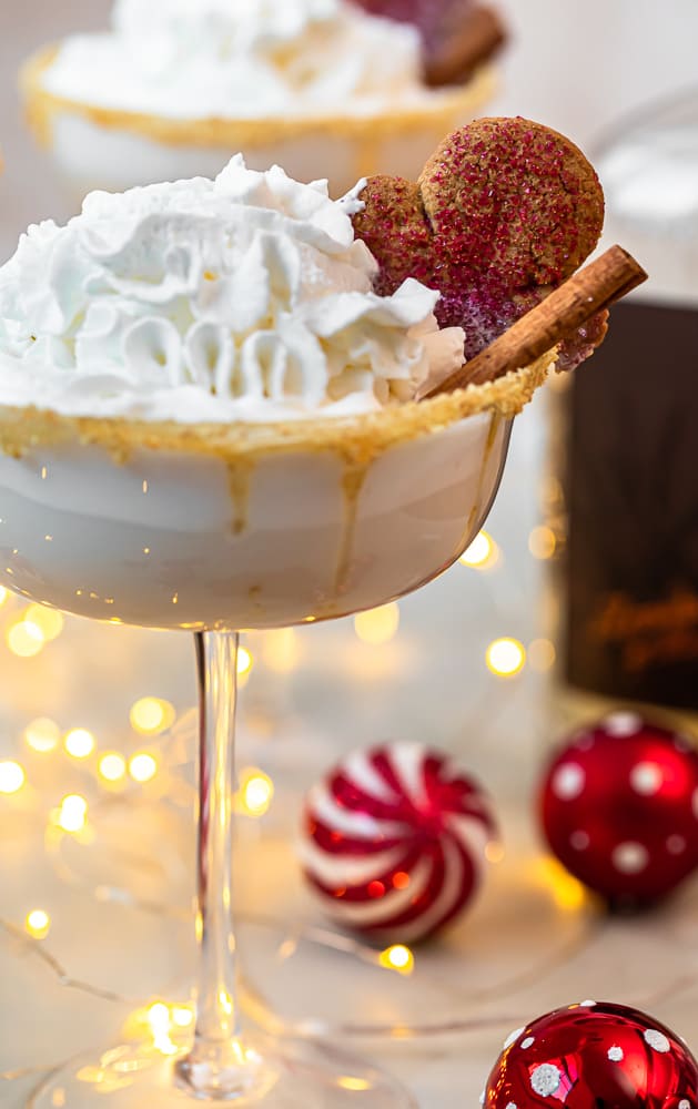 up close gingerbread martini with whipped cream