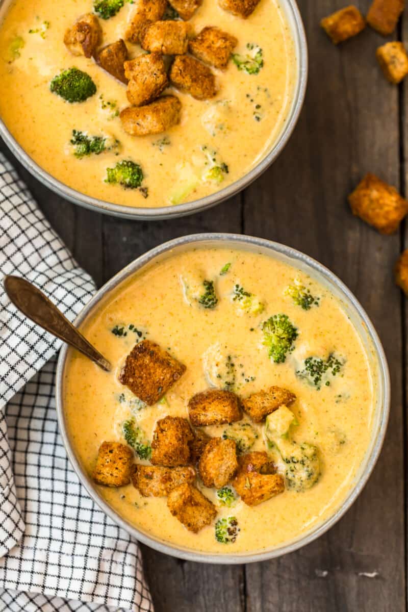 broccoli cheese soup overhead