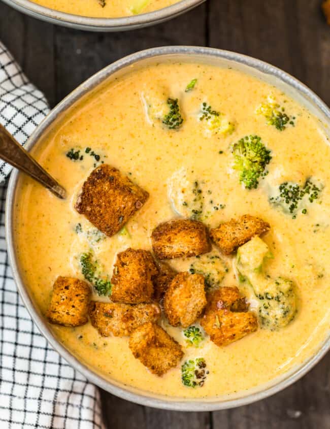 broccoli cheese soup overhead