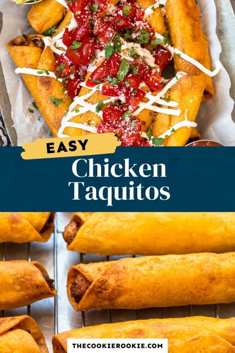 Easy chicken taquitos on a tray.