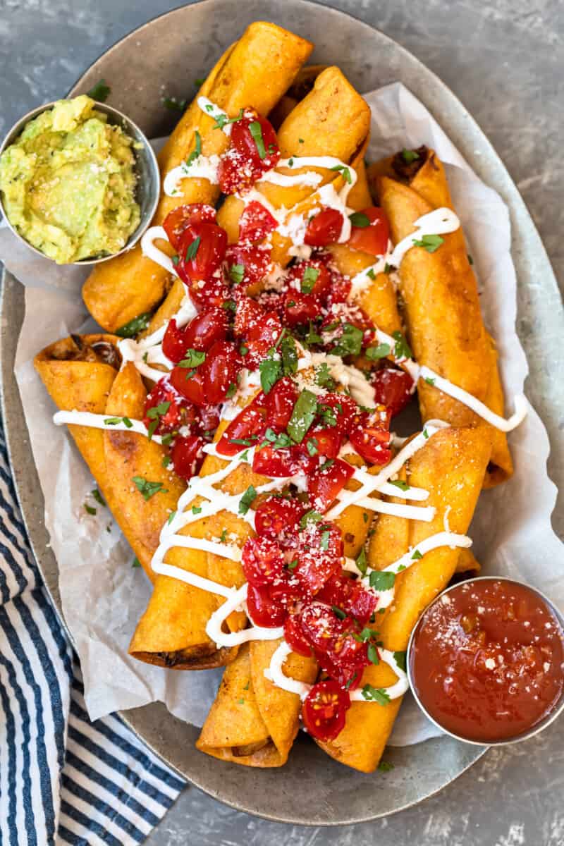 chicken taquitos on platter