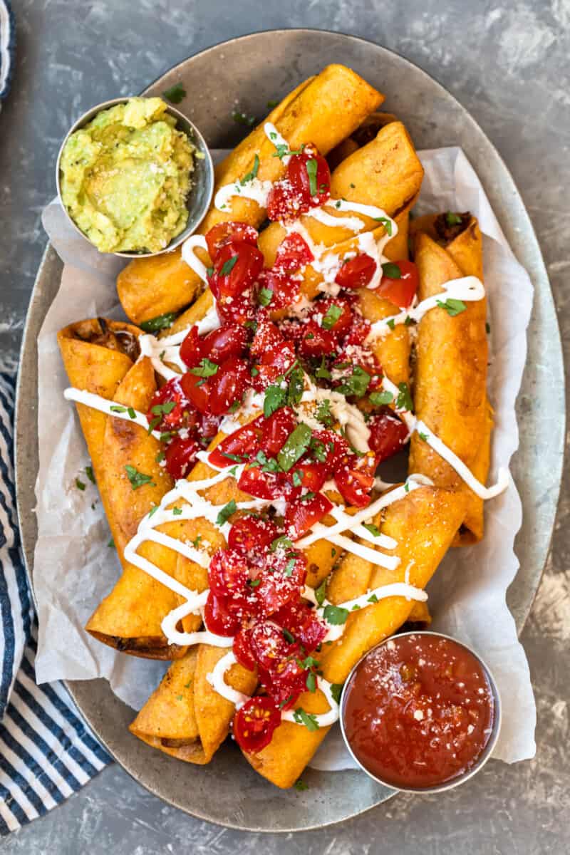 chicken taquitos on platter