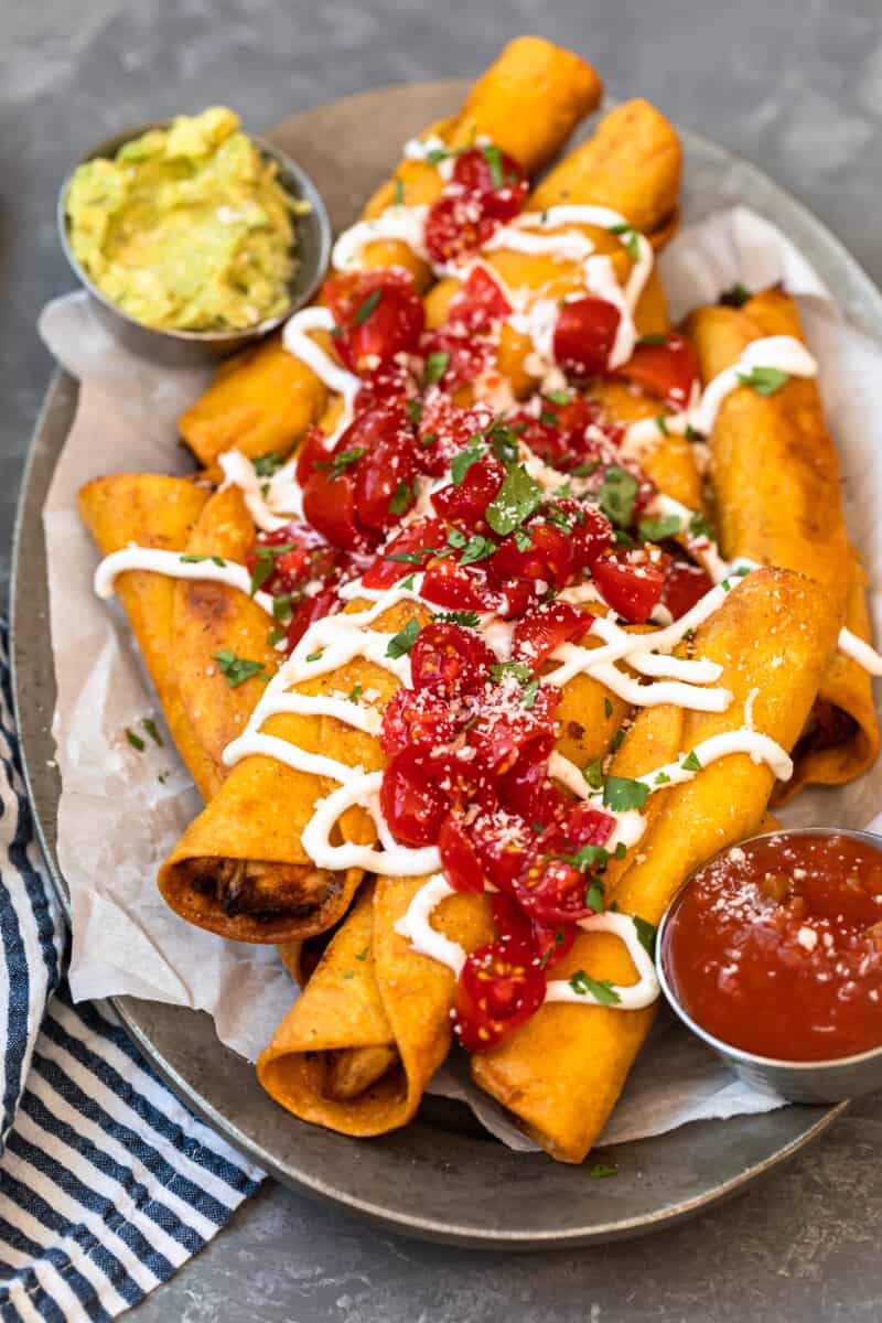 chicken taquitos on platter