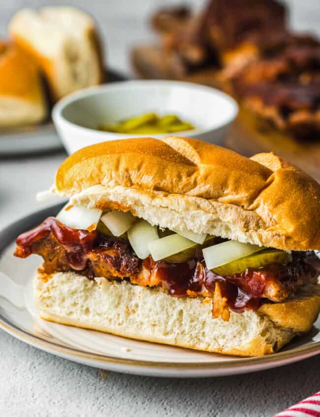 copycat mcdonalds mcrib sandwich on a plate